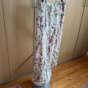 Haute Hippie Floral Maxi Skirt in White and Pink
